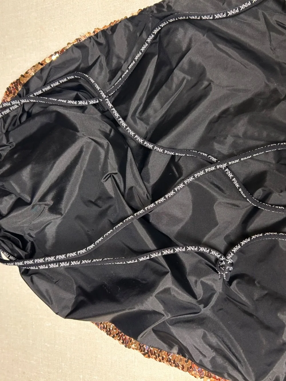 PINK Victorias Secret Gold Sequined Backpack